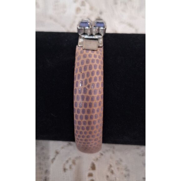 Vintage Manelli Florence Silver & Purple Rhinestone Snake Embossed Bracelet - Picture 6 of 10